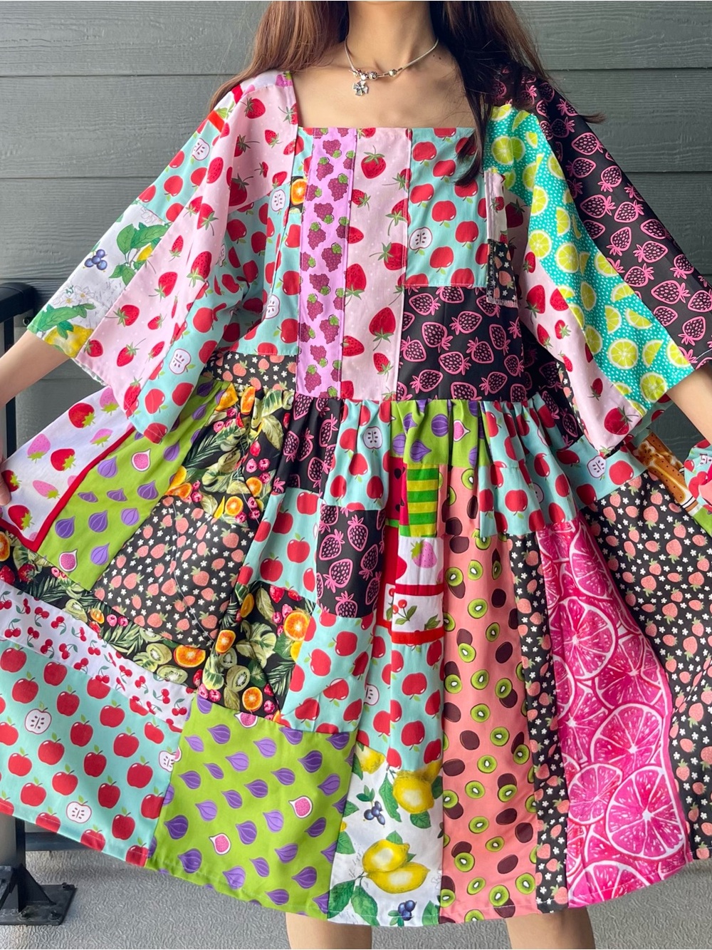 Handmade Fruit Paradise Flavorful Print Bandana Dress | SKU 07044